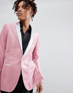 Розовый бархатный блейзер скинни ASOS - Розовый