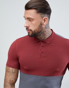 Обтягивающее трикотажное поло с контрастной кокеткой ASOS DESIGN - Серый