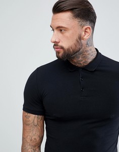 Поло из трикотажа черного цвета обтягивающего кроя ASOS DESIGN - Черный