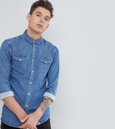 Выбеленная джинсовая рубашка зауженного кроя в стиле вестерн ASOS DESIGN Tall - Синий