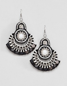 Монохромные серьги-подвески с бусиной и диском ASOS DESIGN - Мульти