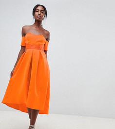 Платье миди для выпускного с широким вырезом ASOS DESIGN Tall - Оранжевый