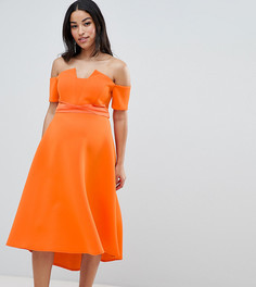 Платье миди для выпускного с широким вырезом ASOS DESIGN Maternity - Оранжевый