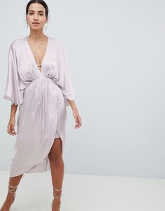 Атласное платье миди ASOS DESIGN - Серый