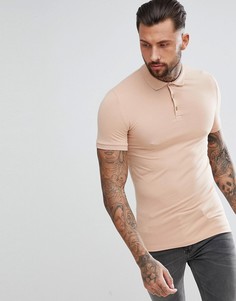 Поло обтягивающего кроя из трикотажа бежевого цвета ASOS DESIGN - Бежевый
