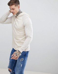 Худи бежевого цвета с рукавами реглан в контрастную крапинку ASOS DESIGN - Бежевый