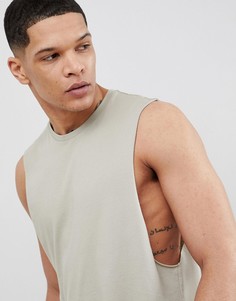 Бежевая майка с заниженными проймами ASOS DESIGN - Зеленый