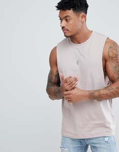 Бежевая майка с заниженными проймами ASOS DESIGN - Розовый