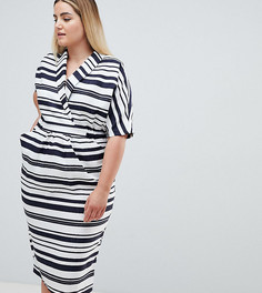 Платье миди в полоску с карманами ASOS DESIGN Curve - Мульти
