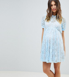 Кружевное свободное платье с воротником ASOS DESIGN Maternity - Синий