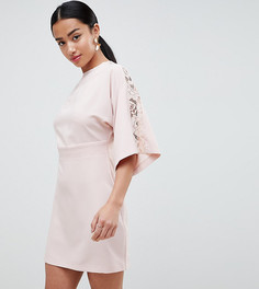 Платье-кимоно мини с кружевными вставками ASOS DESIGN Petite - Розовый