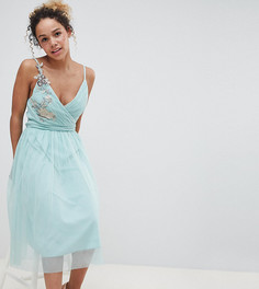 Платье миди с цветочной аппликацией Little Mistress Petite - Зеленый