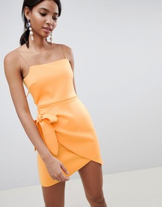 Платье мини с запахом и бантом ASOS DESIGN - Оранжевый