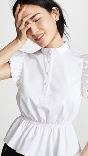 Adam Lippes Ruffle Sleeve Top with Placket