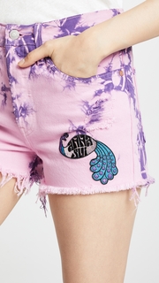 Anna Sui Tie Dye Peacock Patch Shorts