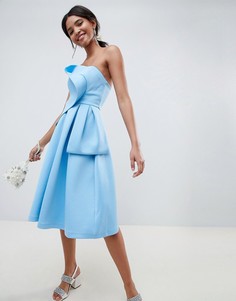 Платье для выпускного с топом в стиле оригами ASOS DESIGN - Синий