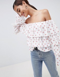 Розовый лонгслив с открытыми плечами ASOS DESIGN - Мульти