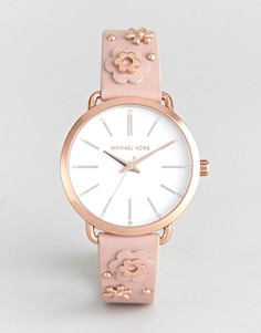 Часы с кожаным ремешком и декоративной отделкой Michael Kors MK2738 - Розовый
