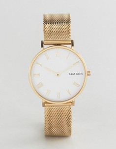 Золотистые часы с сетчатым ремешком Skagen SKW2713 - Золотой