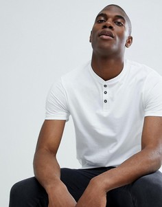 Белая футболка классического кроя с короткой планкой на пуговицах Burton Menswear - Белый
