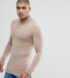Обтягивающее поло из трикотажа с длинными рукавами ASOS TALL - Бежевый