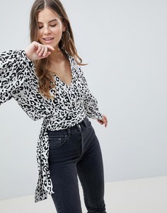 Oversize-топ с запахом и леопардовым принтом ASOS DESIGN - Мульти