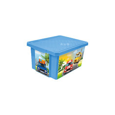 Ящик для хранения игрушек "X-BOX" City Cars 17л, Little Angel, голубой