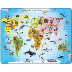 Пазл Larsen "Карта мира с животными", 28 элементов