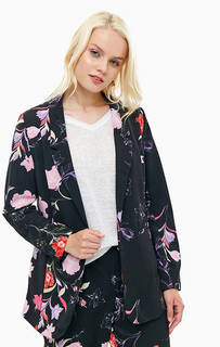 Черный пиджак с цветочным принтом без застежки B.Young