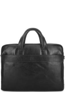 Черная кожаная сумка с отделением для ноутбука Sergio Belotti