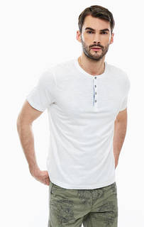 Однотонная хлопковая футболка с застежкой на пуговицы Lerros