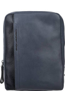 Маленькая кожаная сумка синего цвета через плечо Piquadro