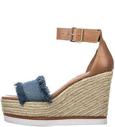 Босоножки на танкетке с вставкой из денима Steve Madden