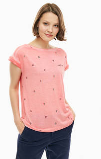 Футболка кораллового цвета с отделкой пайетками S.Oliver