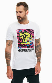 Белая хлопковая футболка с круглым вырезом Tom Tailor Denim