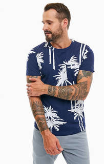 Синяя хлопковая футболка с круглым вырезом Tom Tailor Denim