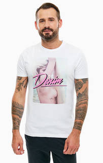 Белая хлопковая футболка с круглым вырезом Tom Tailor Denim