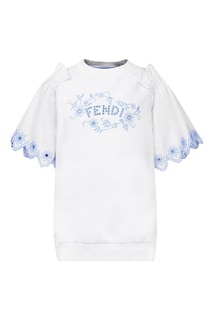 Белый топ с вышивкой Fendi Children