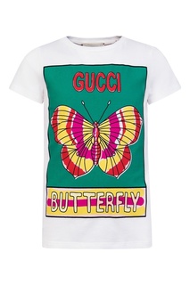 Белая футболка с бабочкой Gucci Children