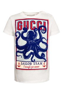 Белая футболка с осьминогом Gucci Children