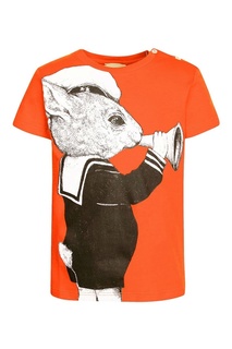 Оранжевая футболка с графичным принтом Gucci Children