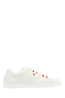 Белые кеды с разноцветными шнурками Fendi