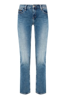 Синие прямые джинсы с потертостями Calvin Klein