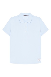 Голубая футболка-поло из хлопка Calvin Klein