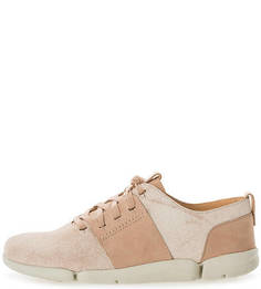 Бежевые кожаные полуботинки на шнуровке Clarks