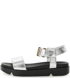 Кожаные сандалии серебристого цвета Emporio Armani