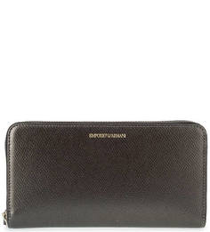 Коричневый кошелек на молнии Emporio Armani