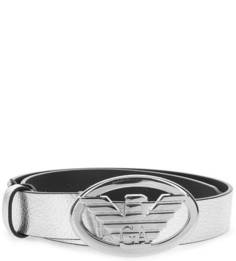 Кожаный ремень серебристого цвета Emporio Armani