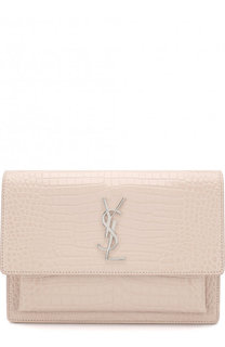 Сумка Sunset Monogram medium с тиснением под крокодила Saint Laurent