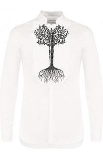 Хлопковая рубашка с вышивкой Alexander McQueen